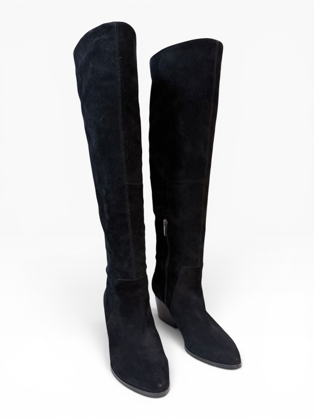 Vince Camuto Nestel Knee High Suede Heeled Boots Black Size 7